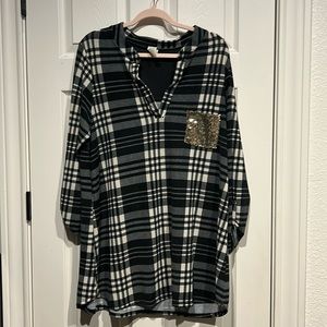 Plaid and Sequined Tunic